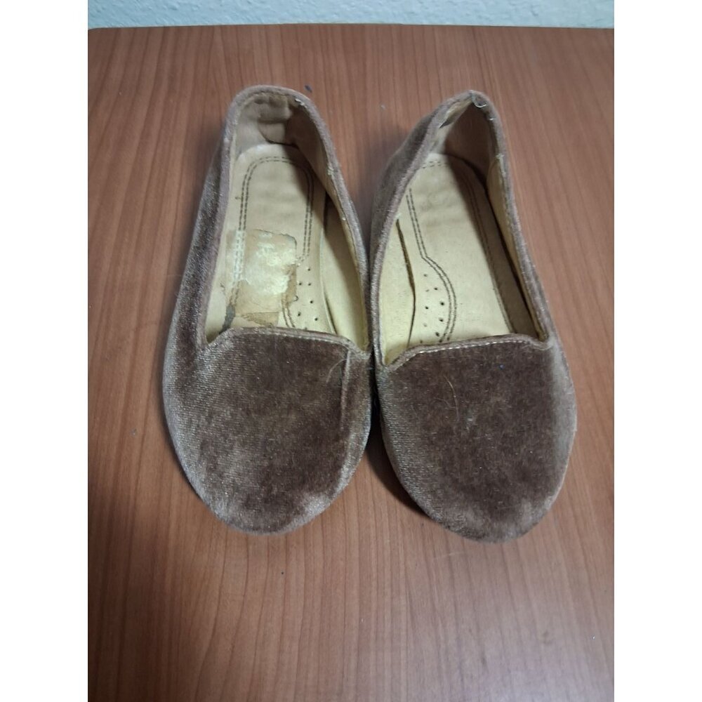 Velvet Slip on Flats Business Casual Retro Formal Boho Y2K Brown Toddler Size 9